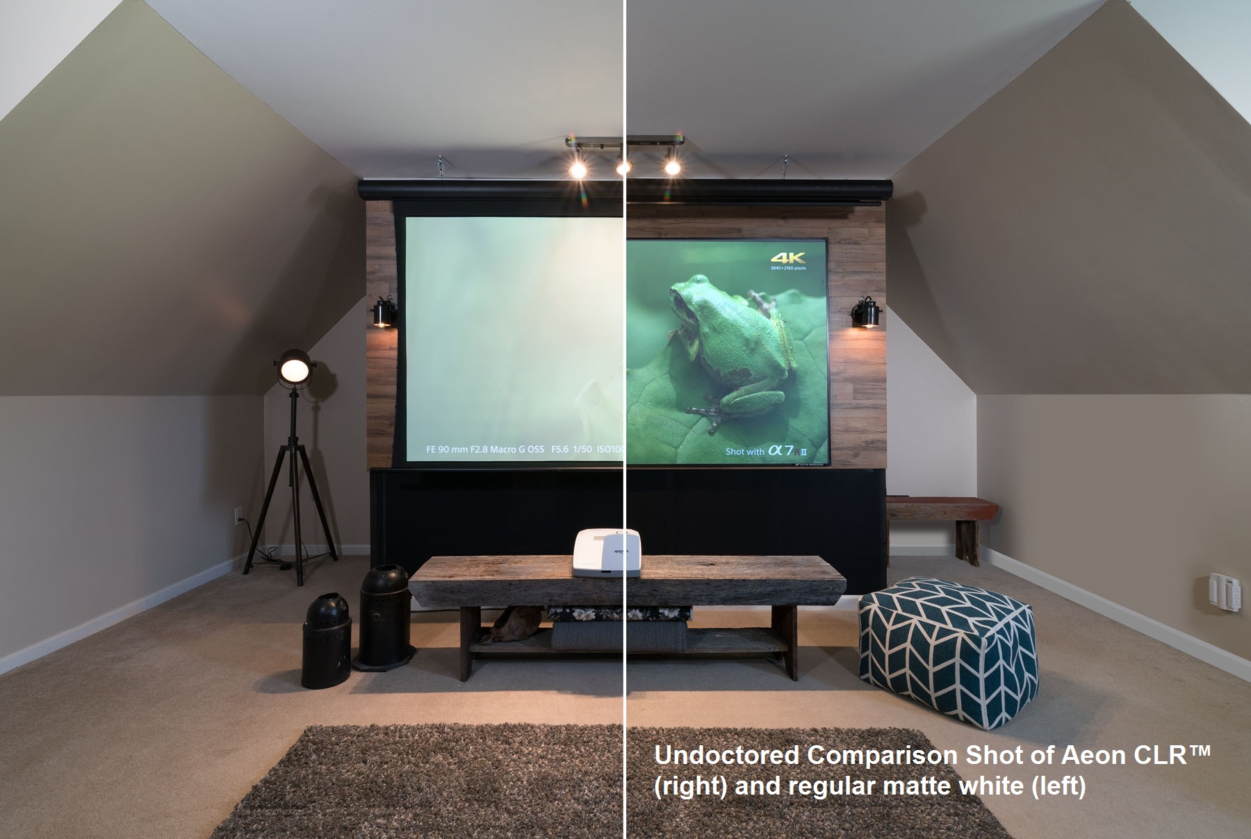 “UST” (ultra short throw) projector screen