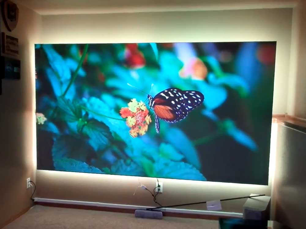 Aeon AR120DHD3 Ambient Light Rejecting Screen crushes Ambient Light in Sioux City Residential Media Room