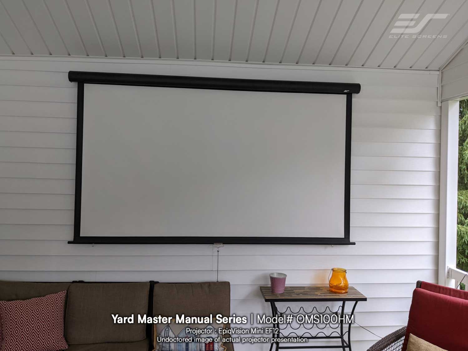 100" Yard Master Manual Outdoor Projection Screen w/EpiqVision Mini EF12