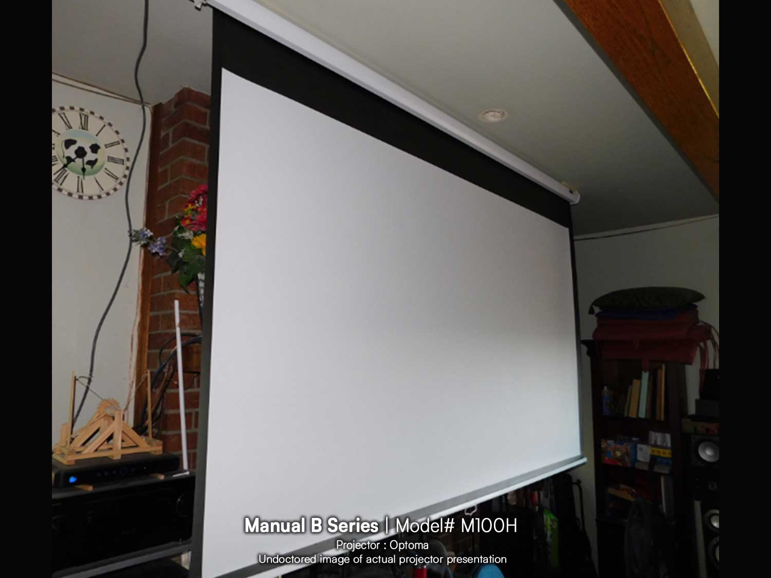 100" Manual B Ultra Affordable, High Performance, Manual Pull-down Projection Screen w/Optoma