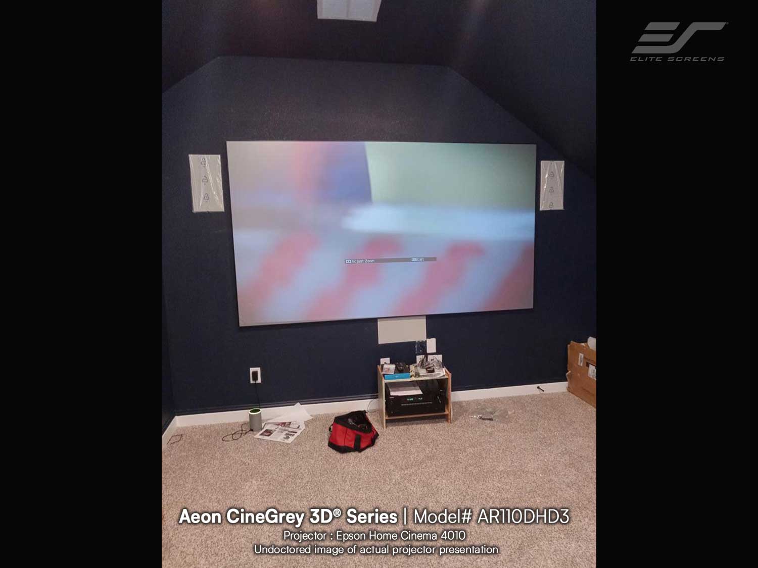 110" Aeon CineGrey 3D CLR/ALR Ceiling Ambient Light Rejecting Screen w/Epson Home Cinema 4010