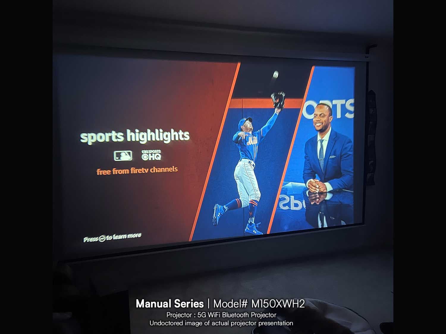 136" Manual Series | Manually Operated Pull-Down Projection Screen w/5G WiFi Bluetooth Projector