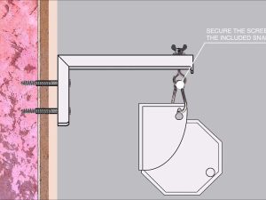 L brackets for manual, VMAX, and Spectrum projector screens for secure wall mounting.