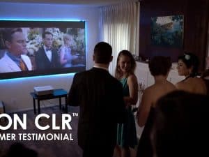 Aeon CLR® Series projector screen for immersive home theater setups.