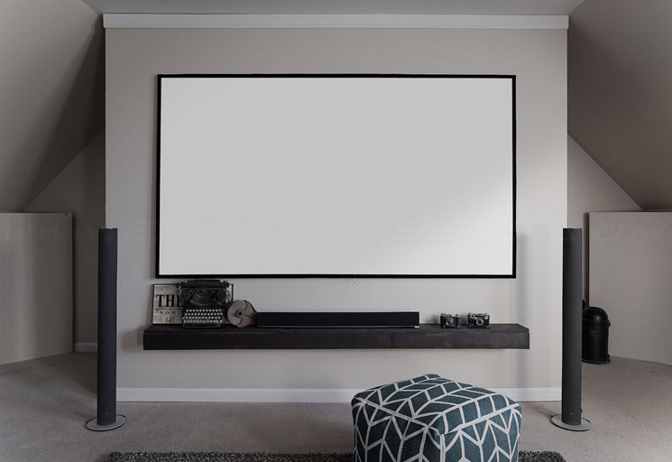 Elitescreens Aeon Series CineWhite Matte White Front Projection Screen 125-inch 2.35:1 AR125WH2-WIDE 8K / 4K Ultra HD Home Theater Fixed Frame Edge Free Borderless Projector Screen