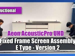 Aeon AcousticPro UHD fixed frame projector screen for high-quality home theater setups.