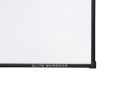Elite Screens projector screen with sleek white surface and black border for clear image projection.