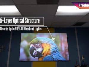 High-quality projector screen with multi-layer optical structure for clear images.