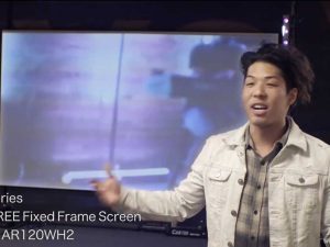 Josh Terada or Calvary Chapel in Anaheim, CA on Elite Screens' AEON Edge-Free Projection Screen