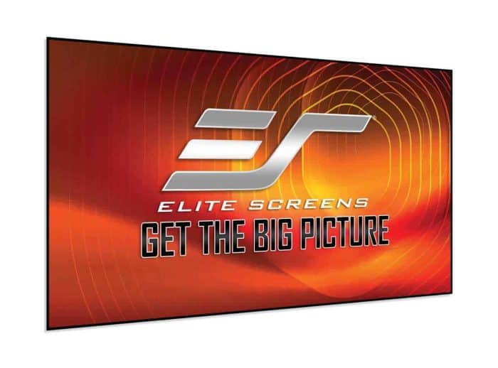 High-quality Elite Screens projector screen featuring CineGrey 5D® for enhanced contrast and color a.