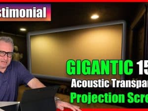Testimonial featuring a Gigantic 150" Acoustic Transparent Projection Screen.