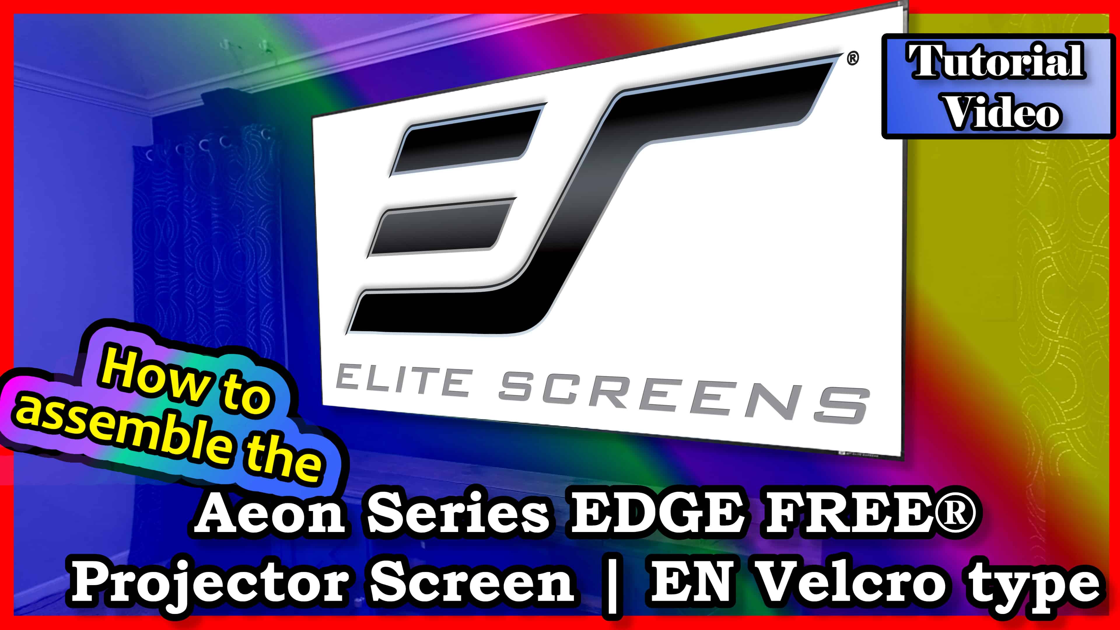 Aeon Series EDGE FREE projector screen with Velcro for easy assembly.