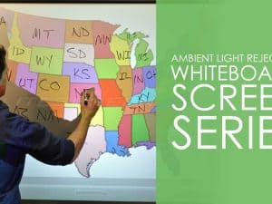 High-quality Whiteboard Screen for ambient light rejection and clear projection.