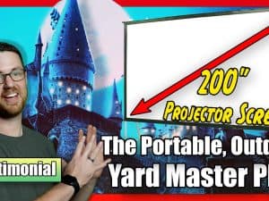 Portable 200-inch outdoor projector screen for large-scale viewing.