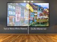 Elite Screens projector screens with matte white and CLR3 materials for vibrant visuals.