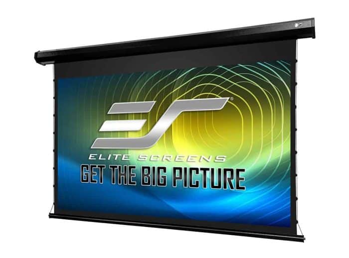 150" CineTension 3 Electric Motorized Projector Screen Elite Screens 150" motorized projector screen for living rooms and home theaters.