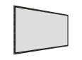 Large projection screen with black frame for home theater and professional presentations.