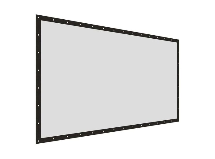 Projection Screen with Black Frame for Home Theater and Business Presentations Large projection screen with black frame for home theater and professional presentations.