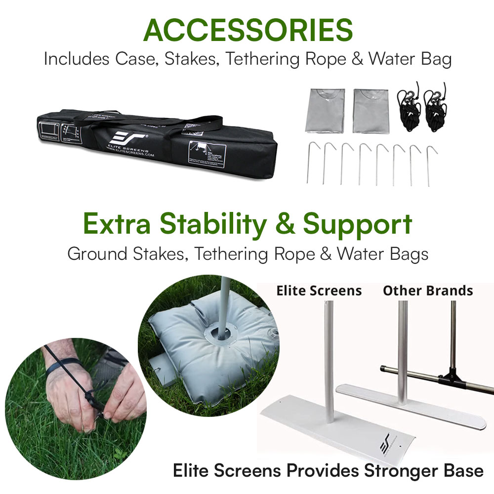 Extra Stability & Support - Ground Stakes, Tethering Rope & Water Bags