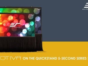 High-quality projector screen from Elite Screens' QuickStand 5-Second Series for presentations.
