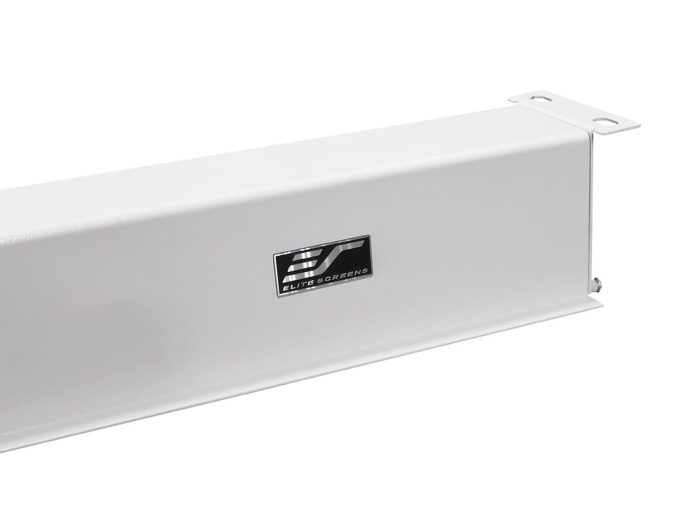 Elite Screens Projector Screen Mounting Hardware White projector screen mounting bracket for home theater setups.
