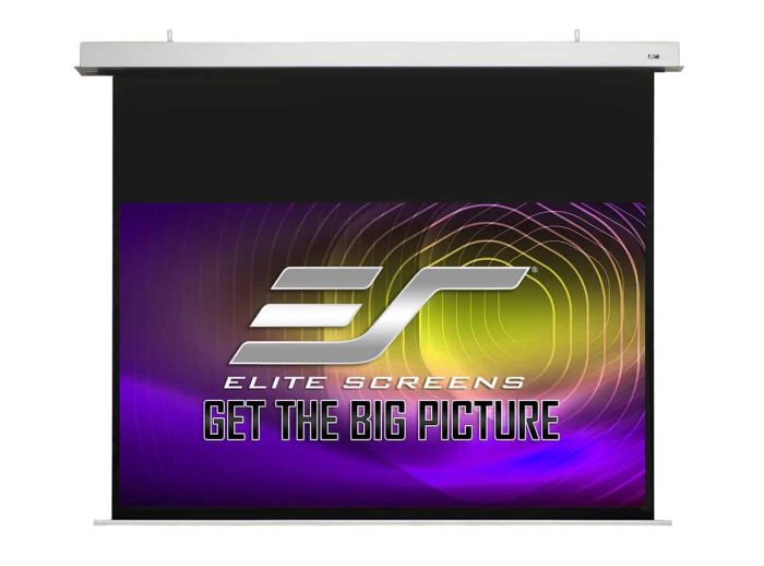 Elite Screens projector screen with vibrant display and easy installation.