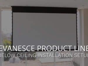 Evanesce AcousticPro UHD Series ceiling-mounted projector screen for home theaters.