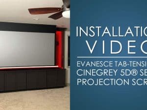 Projection screen for home theater setup with sleek design.