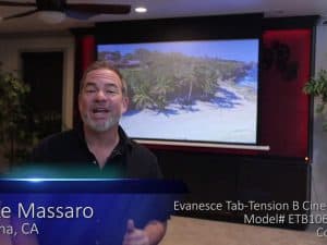 Tension B Series projector screen for home theaters and presentations.