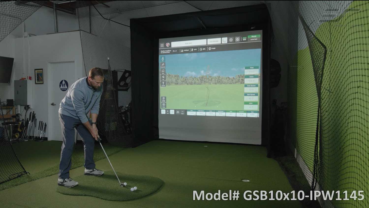 GolfSim Bay Golf Impact Projection Screen With Frame Enclosure