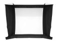 Black framed projection screen for home theater and presentations.