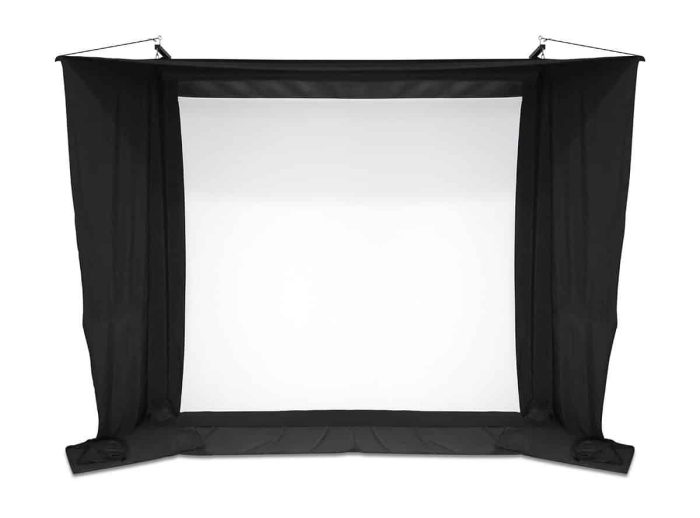 Projection Screen with Black Frame for Home Theater Black framed projection screen for home theater and presentations.