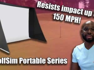 Impact White portable projector screen resistant to 150 MPH impacts.