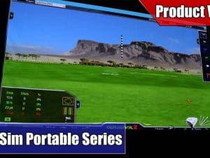 Portable projector screen for golf simulation setups.
