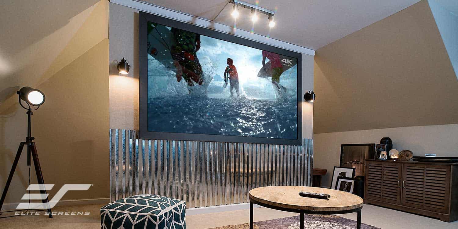 Large outdoor projector screen for home theater and presentations.