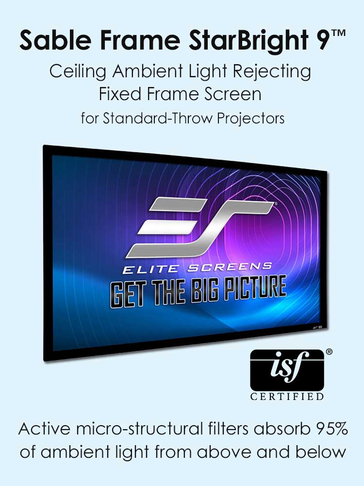 Sable Frame StarBright 9™ Ambient Light Rejecting Screens, Fixed Frame Projection Screens