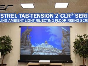 Elite Screens Kestrel Tab-Tension 2 CLR® Series projector screen for vibrant, high-contrast images.