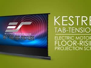 Quality Kestrel Tab-Tension 3 Series electric projector screen for home theater and professional pre.