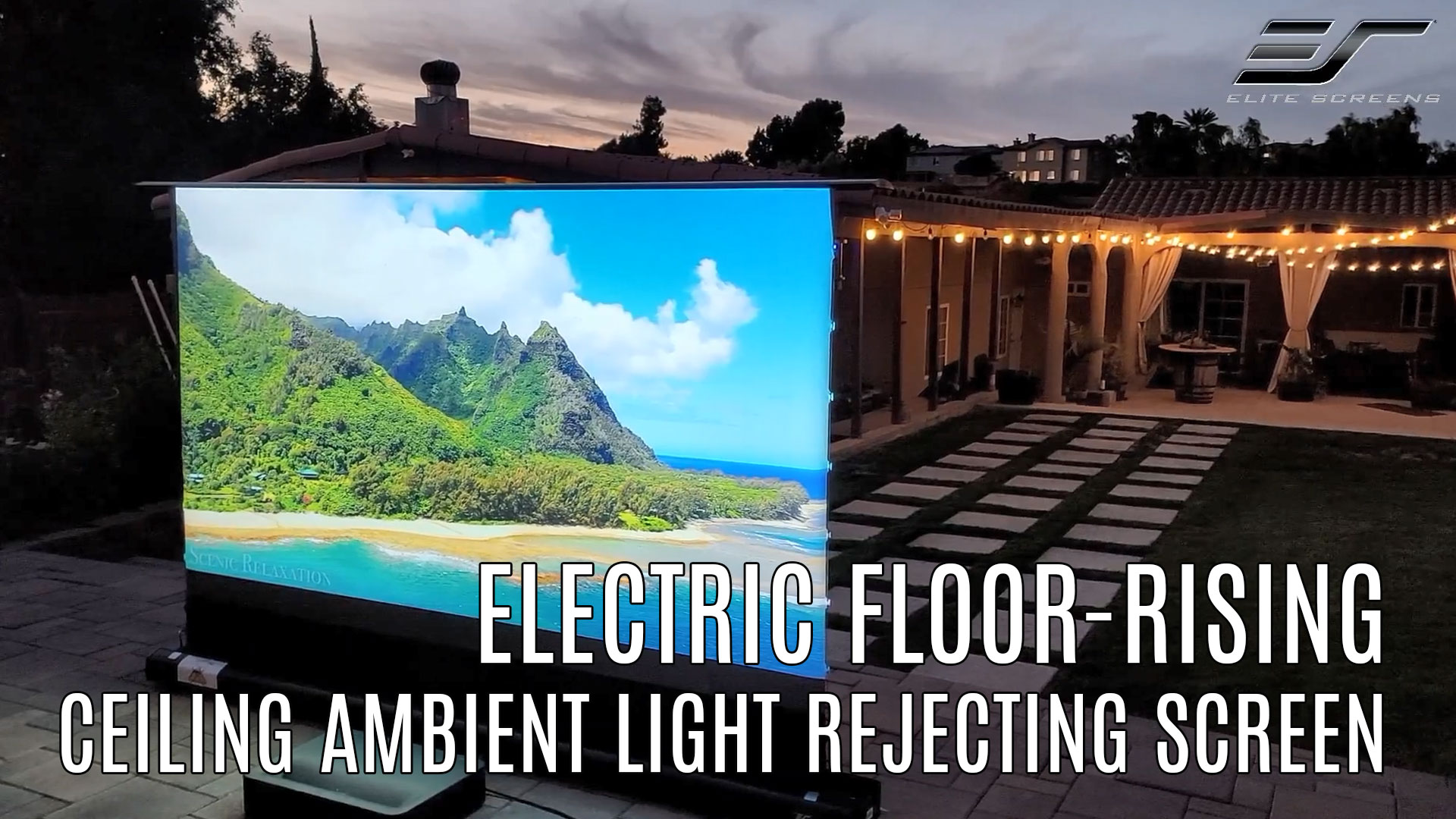 ✔ Elite Screens Kestrel Tab-Tension CLR® Electric Floor-Rising Ceiling ALR Projector Screen
