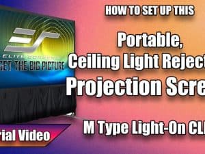 Portable, ceiling light-rejecting projection screen for easy setup.