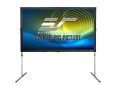 Portable projector screen by Elite Screens with adjustable stand for presentations.