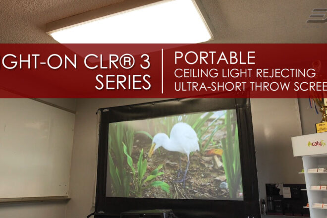 Light On CLR® 3 Portable Ceiling Light Rejecting UST Projector Screen Product Video