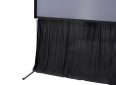 Portable black projector screen with stand for presentations and home theater.