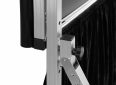Heavy-duty projector screen mounting bracket with adjustable tension knob.