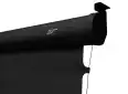 Elite Screens projector screen with black casing and pull-down design.