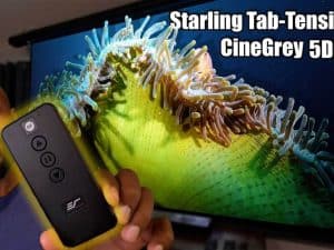 Quality projector screen showcasing Starling Tab-Tension 2 CineGrey 5D® for optimal image clarity.