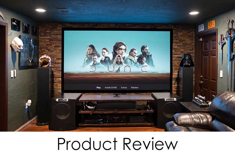 Popular Home Theater Enthusiast Youthman visits a home that showcases a Sable Frame 120” fixed frame projection screen as part of their Home Theater. 