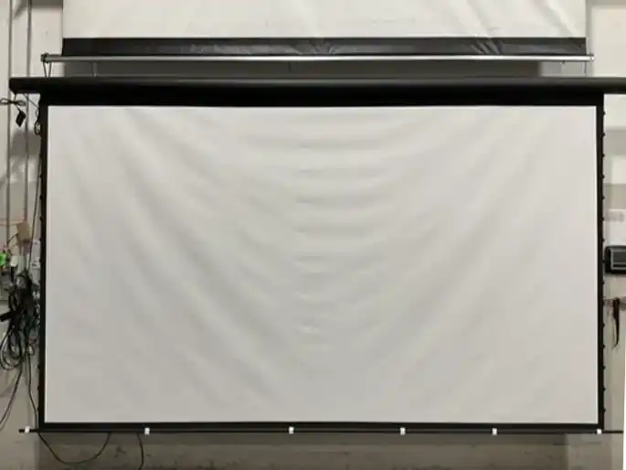 High-quality white projector screen for home or business use.