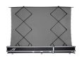 Portable projection screen with adjustable tripod for home and business use.