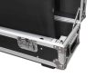 Durable black case for Elite Screens portable projector screens with metal reinforcements.